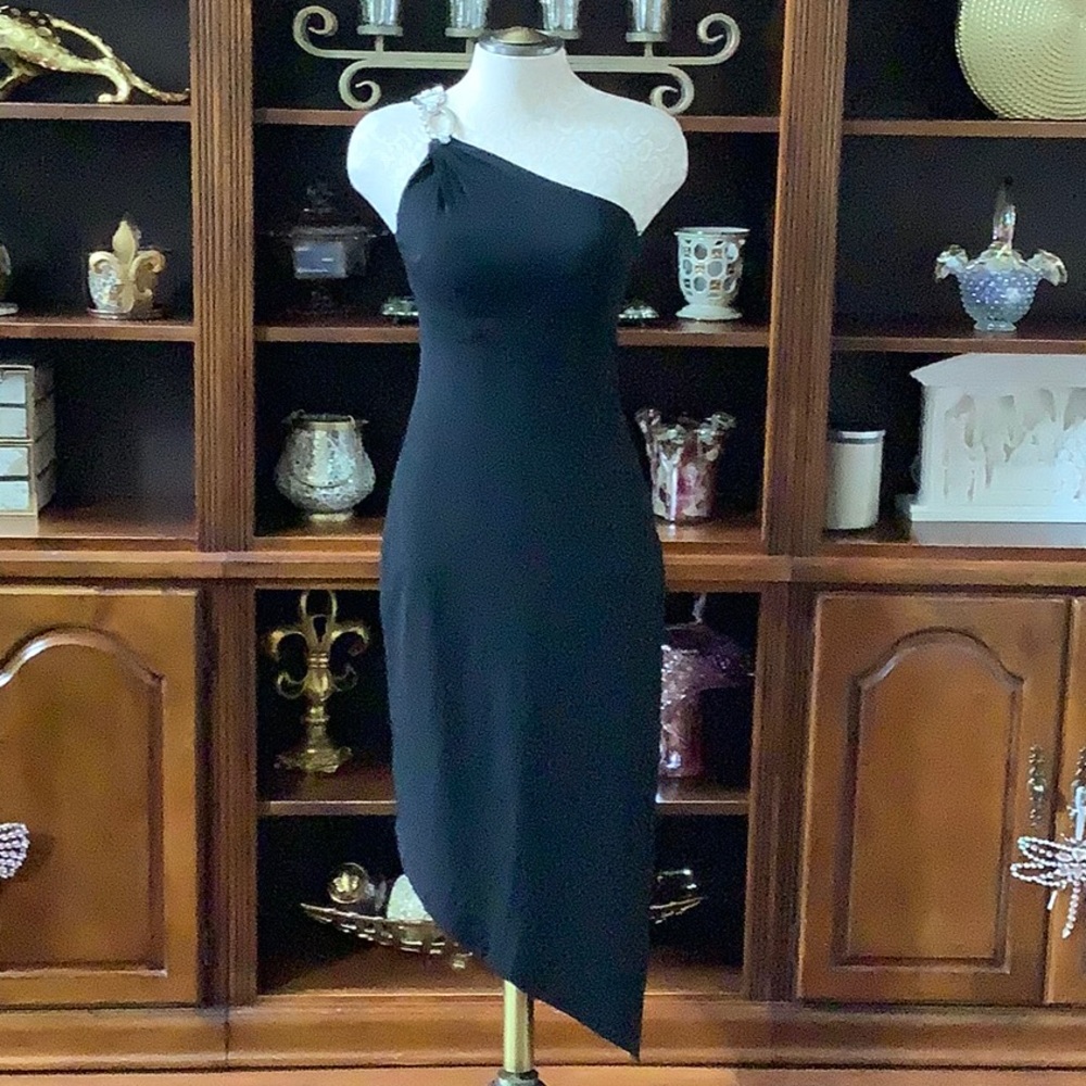 Cache Rhinestone Shoulder & Back Dress